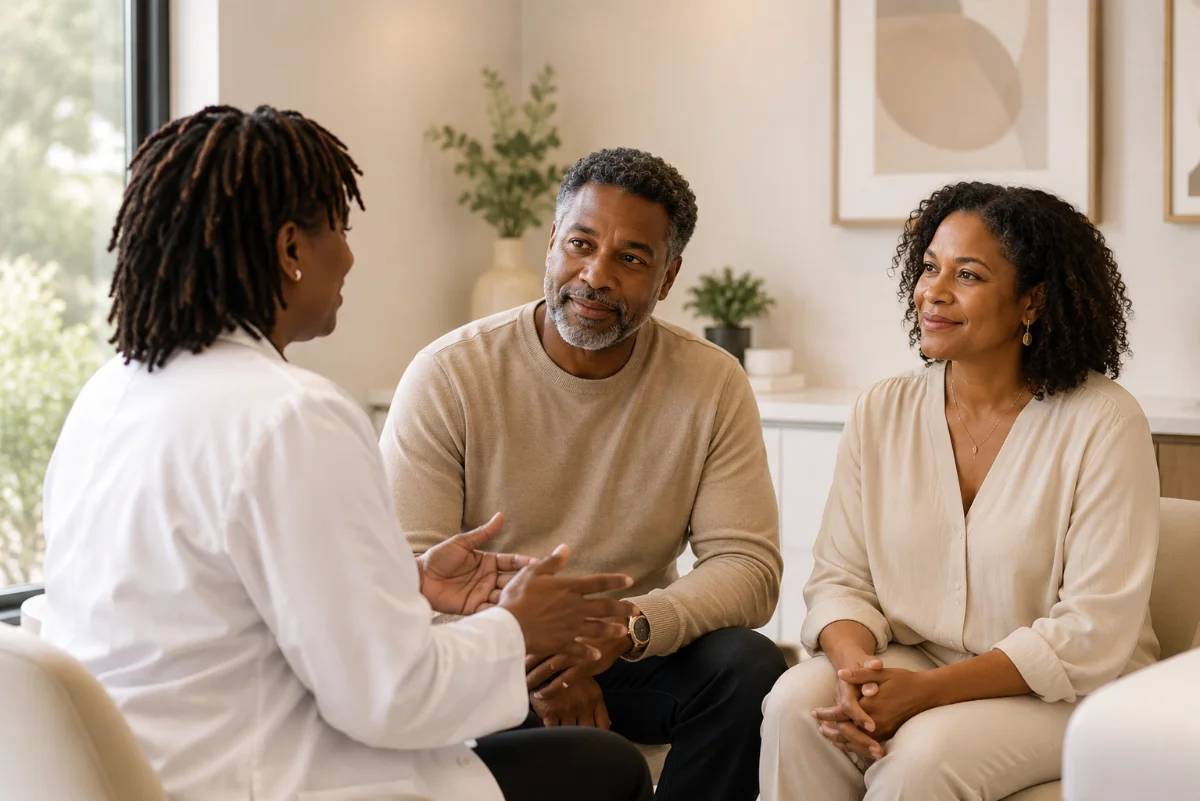 Warm consultation-room portrait